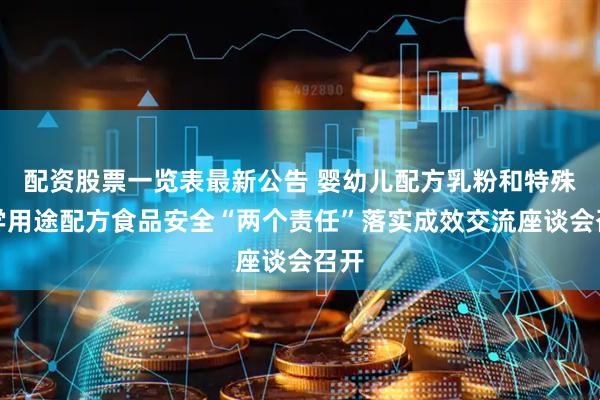 配资股票一览表最新公告 婴幼儿配方乳粉和特殊医学用途配方食品安全“两个责任”落实成效交流座谈会召开